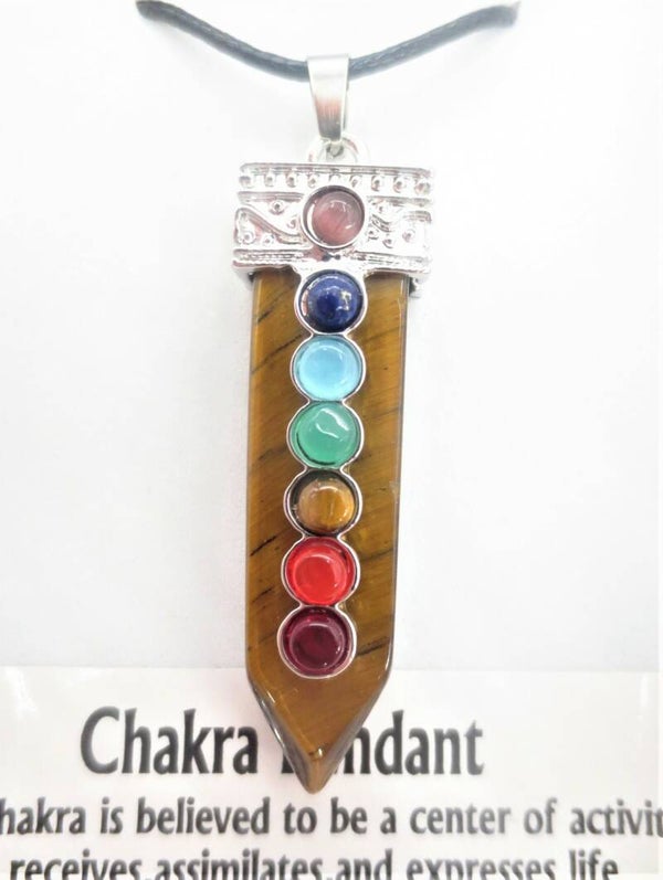 7 Chakra Pendant Ketting - Tijgeroog.