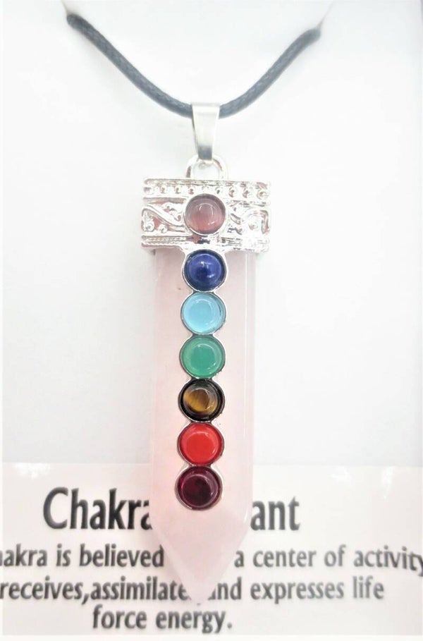7 Chakra Pendant Ketting - Rozenkwarts.