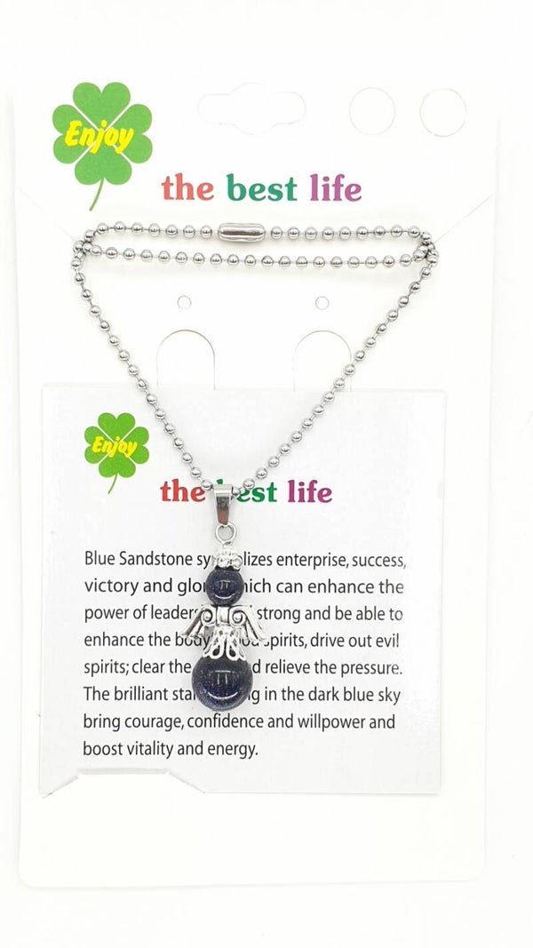 Engelen ketting - Blauwe Goudsteen.