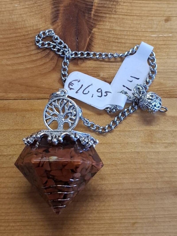 Pendel 14 - Rode Jaspis en Tree of Life.
