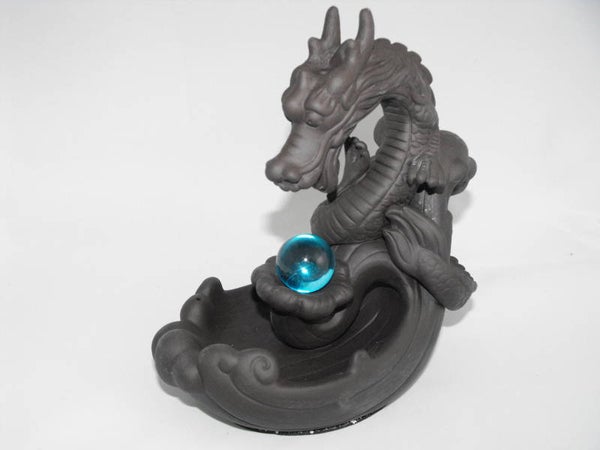 Keramische Backflowbrander - Draak met glazen bal.