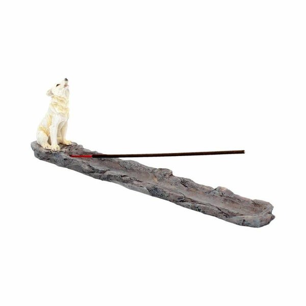 Huilende Witte Wolf Wierookhouder - Wolf Call.