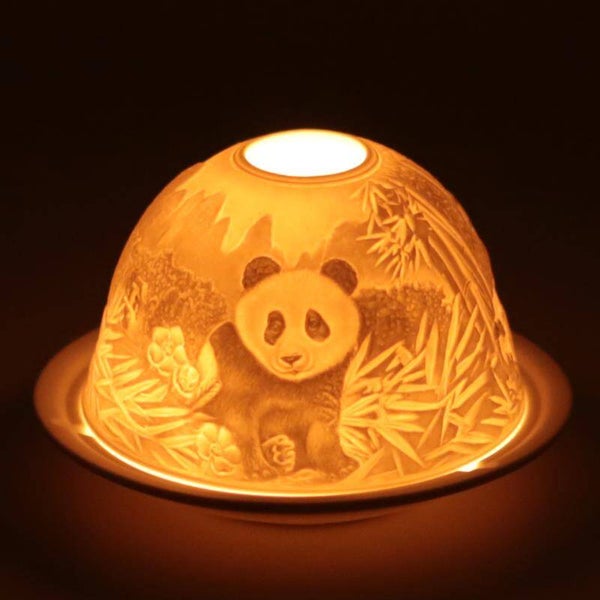 Porseleinen sfeer(waxine)licht - Panda's.
