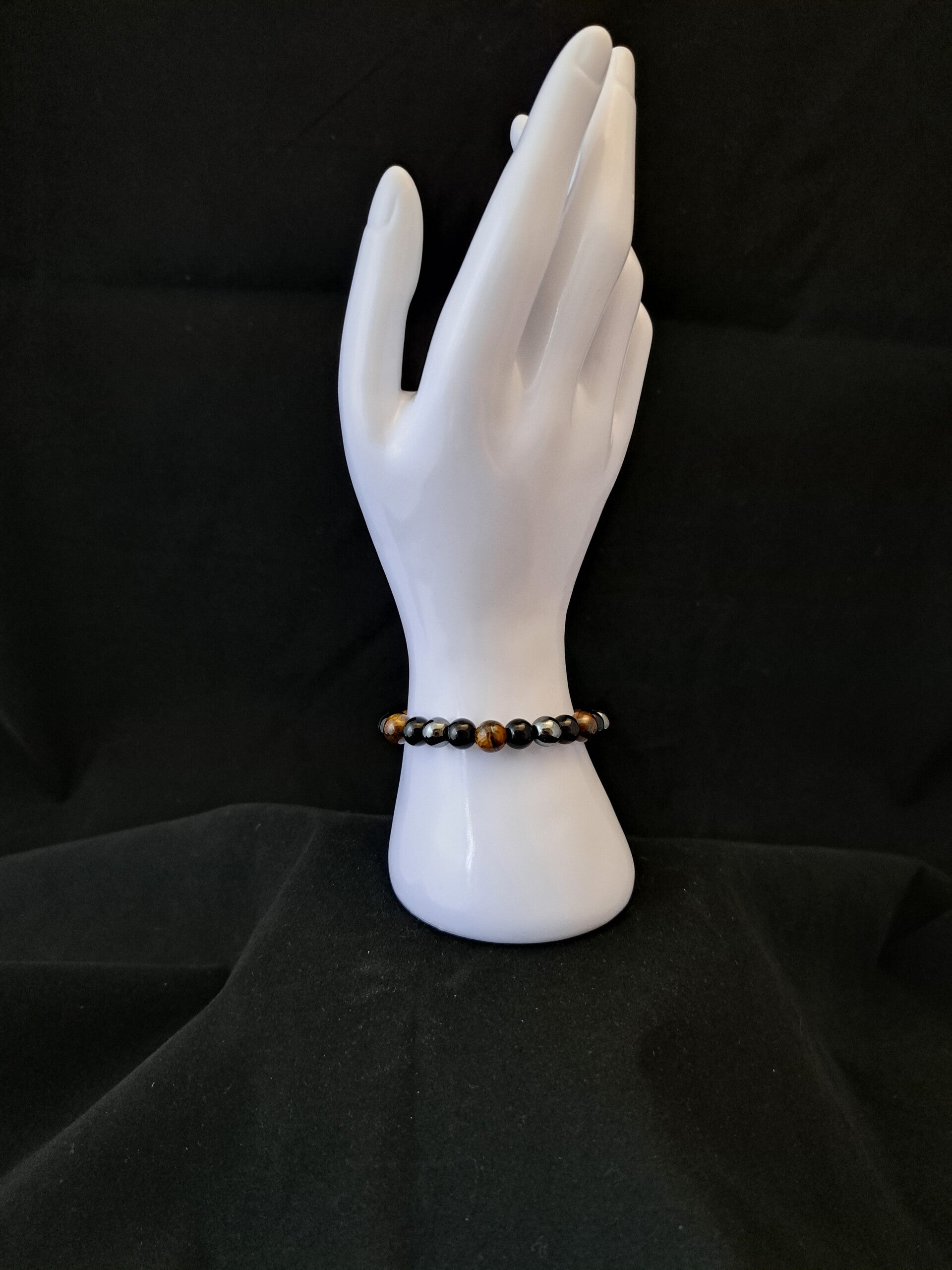 Armband - Tijgeroog - Hematiet en Obsidiaan.