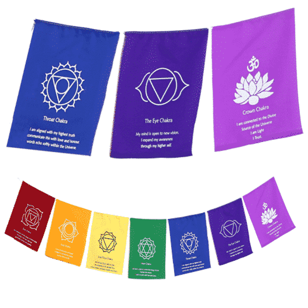Gebedsvlaggetjes - 7 Chakra's.