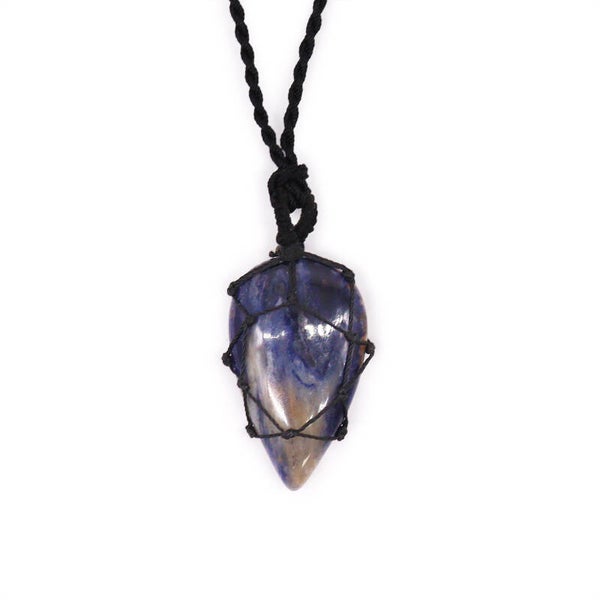 Laced Gemstone Teardrop Pendant - Sodalite.