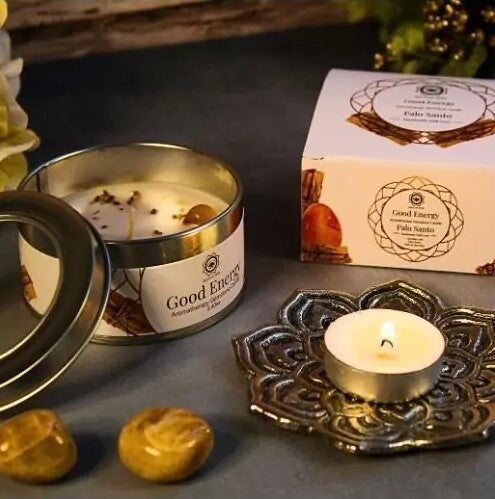 Green Tree Gemstone Candle - Good Energy.