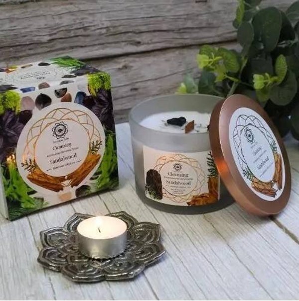 Green Tree Gemstone Candle - Cleansing.