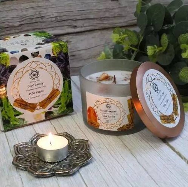 Green Tree Gemstone Candle - Good Energy.