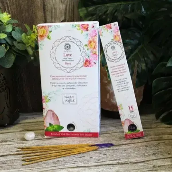 Green Tree Gemstone Incense - Love - Rose Quartz.