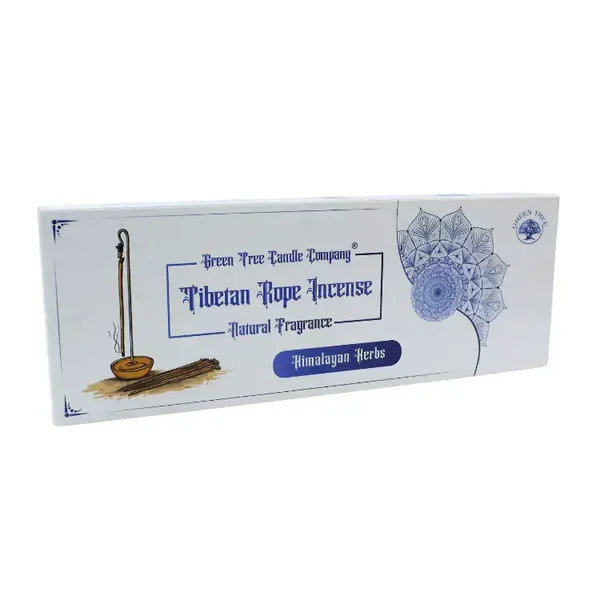 Green Tree Himalayan Herbs rope incense with holder.
