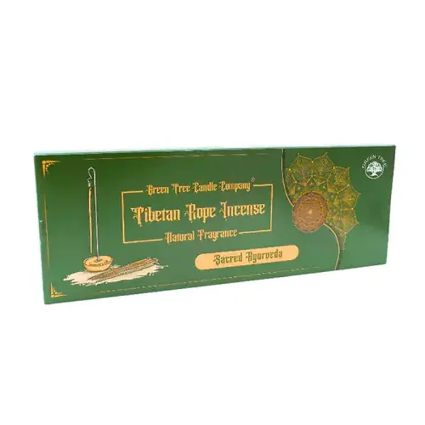 Green Tree Sacred Ayurveda rope incense with holder.