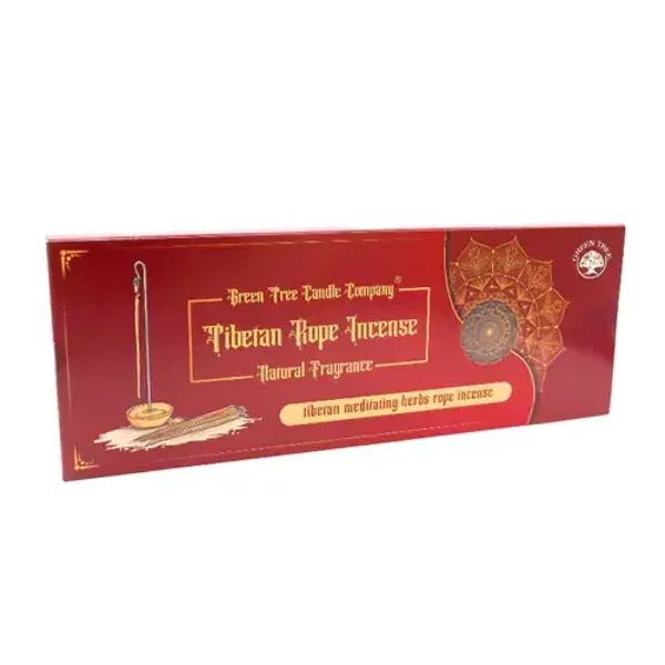 Green Tree Tibetan meditating herbs rope incense with holder.