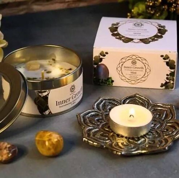 Green Tree Gemstone Candle - Inner Growth.