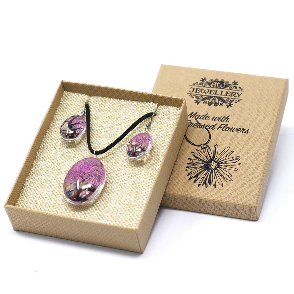 Pressed Flowers - Tree of Life set - Dark Pink.