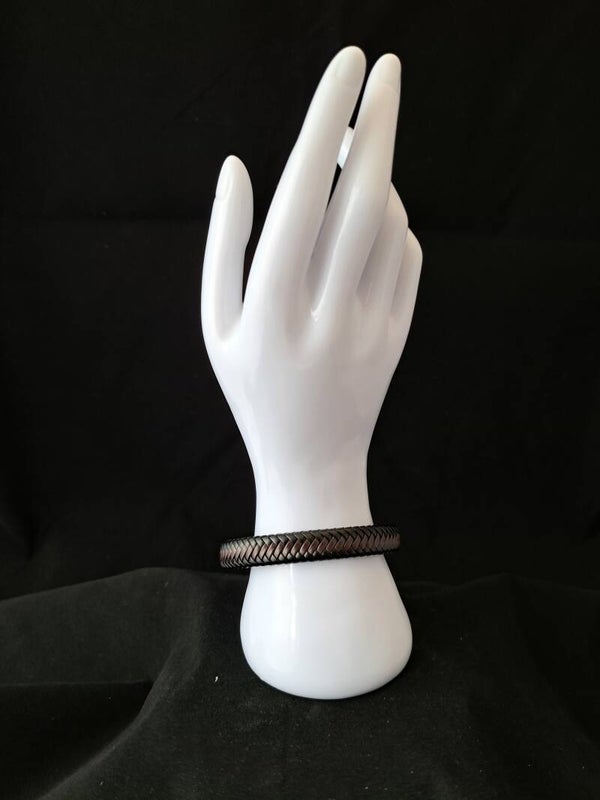 Platte Leren armband zwart/bruin.