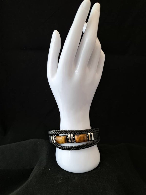 Leren armband - Tijgeroog. 1