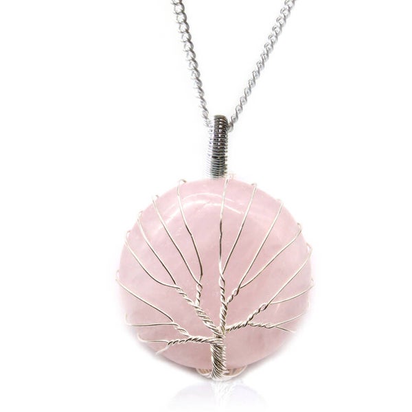 Edelsteen Ketting Tree of Life - Rozenkwarts.