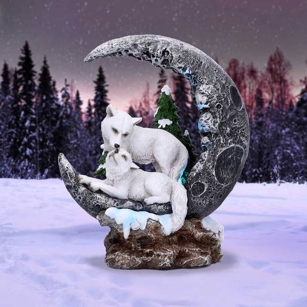 Lunar Companions Wolves Moon Figurine.