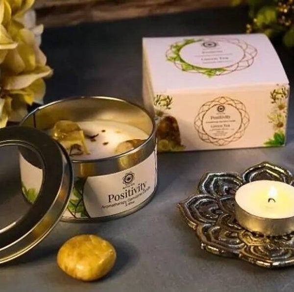 Green Tree Gemstone Candle - Positivity.