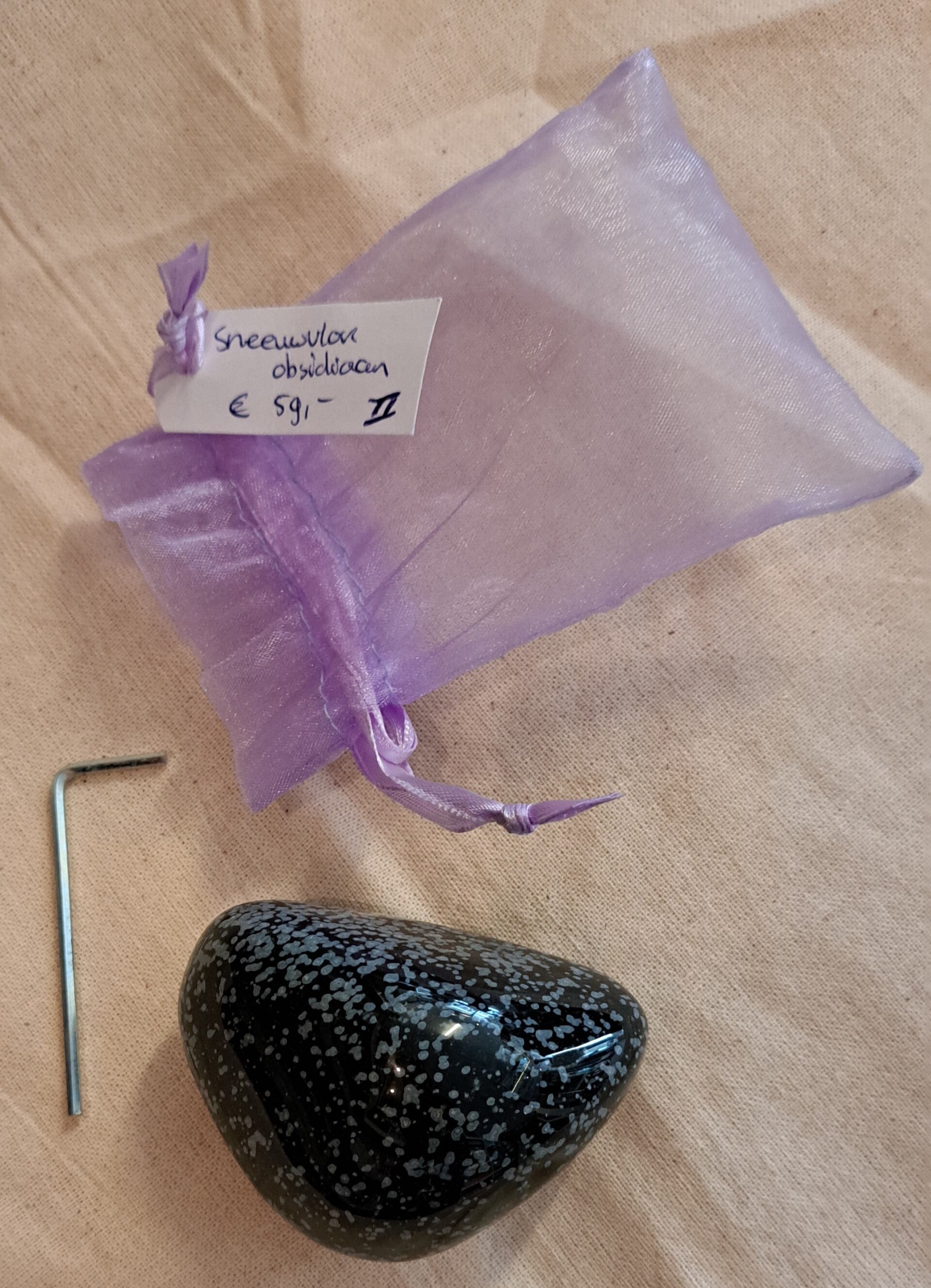 Edel gedenksteen Sneeuwvlok Obsidiaan. (2)