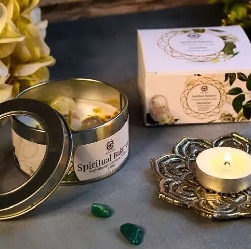 Green Tree Gemstone Candle - Spiritual Balance.