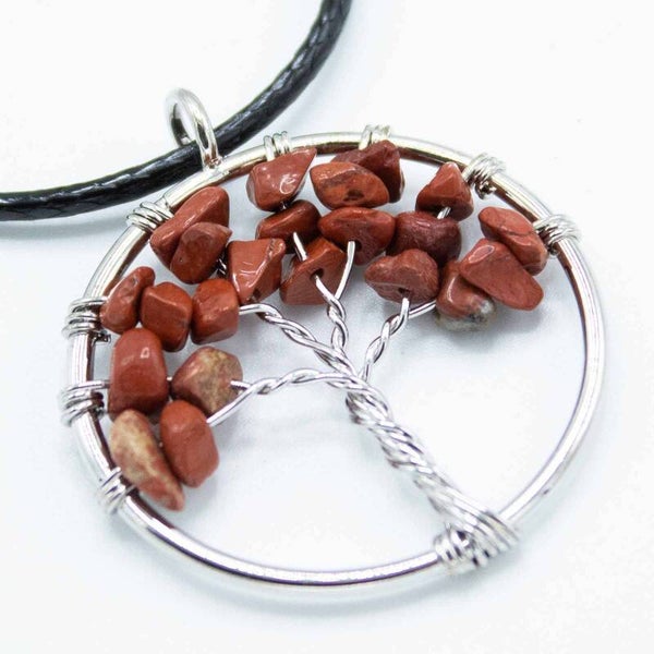 Tree of Life Pendant - Red Jasper.