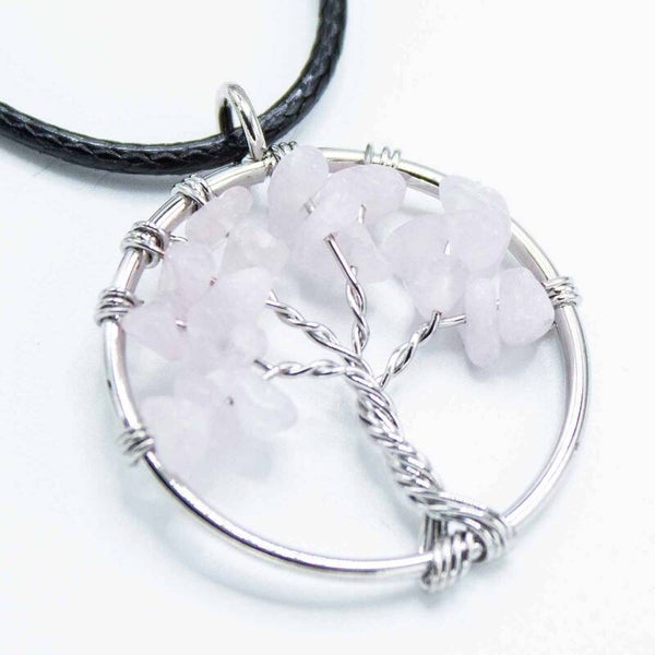 Tree of Life Pendant - Rose Quartz.
