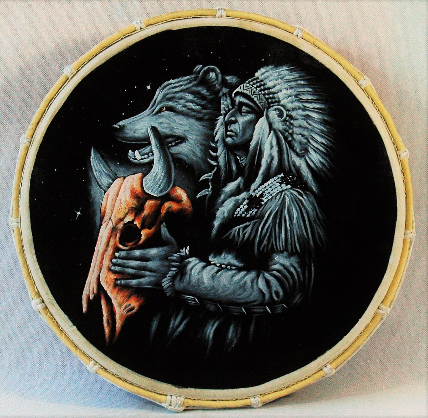 Handbeschilderde Sjamanendrum met gratis drumstok. (9)