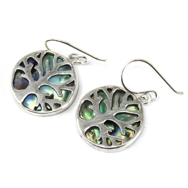 Zilveren oorbellen - Tree of Life met Abalone.