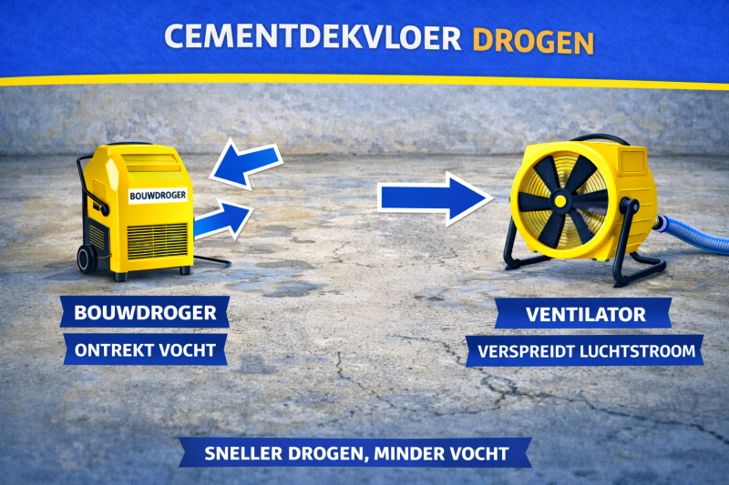 Cementdekvloer drogen