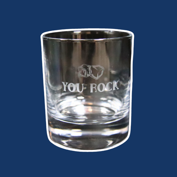 Whiskeyglas met "you rock"