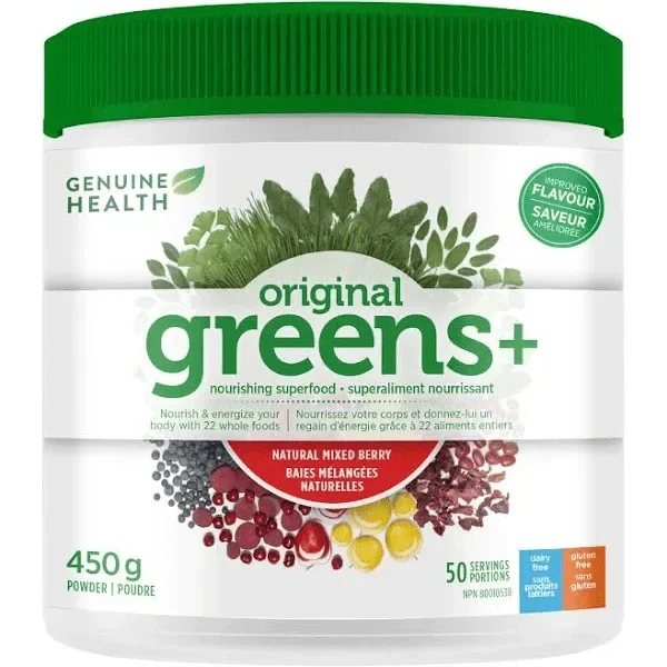 Genuine Health Greens+ aux baies mélangées naturelles 450g