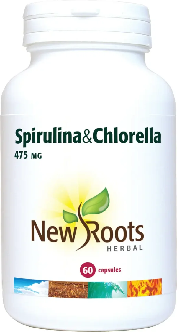 New Roots Herbal Spiruline et chlorella 475mg 60caps