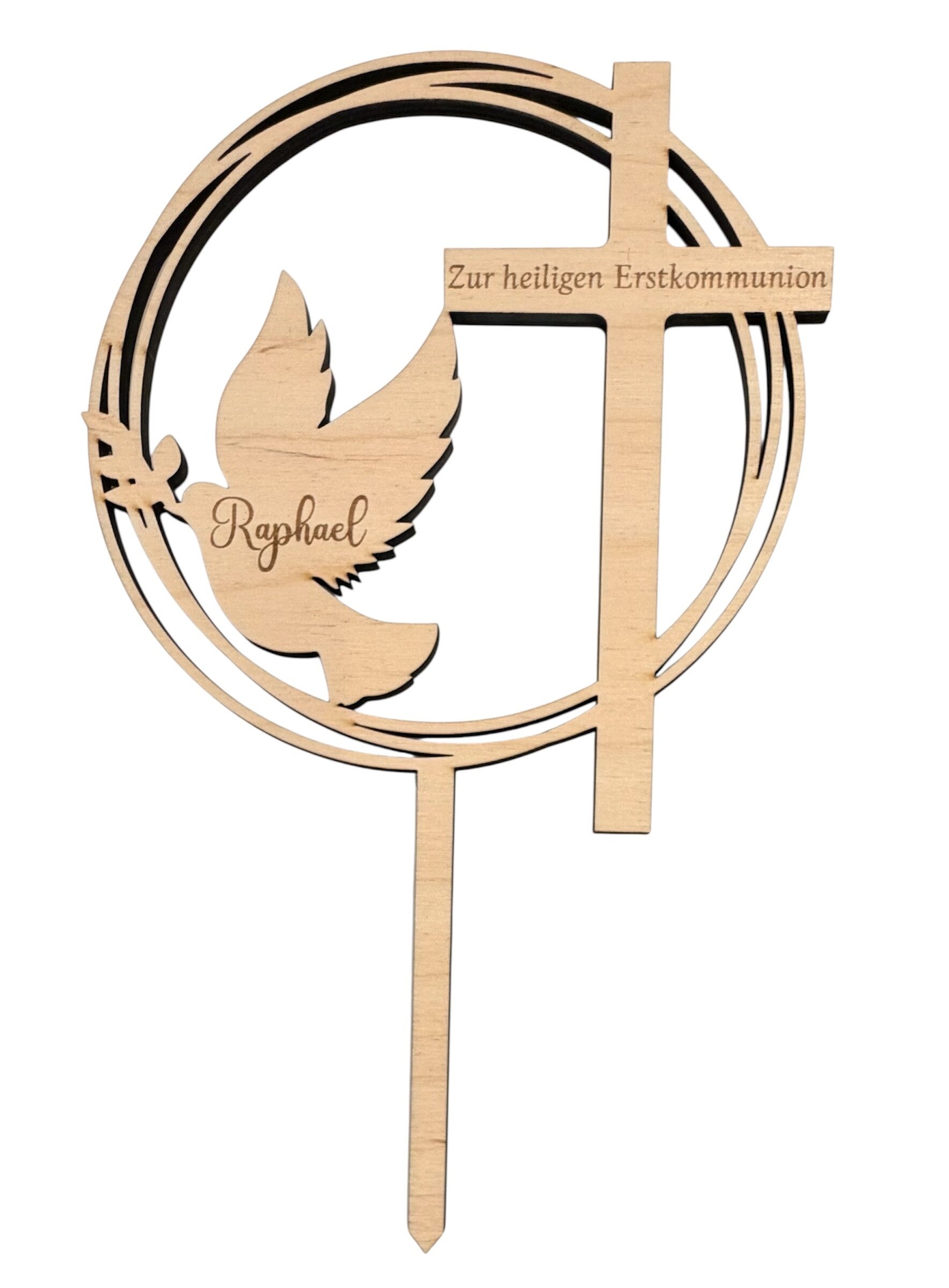 Cake Topper „Zur heiligen Erstkommunion Taube - Kreuz“