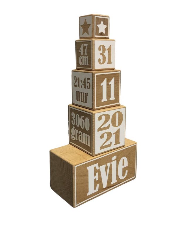 Houten geboortetoren Evie wit