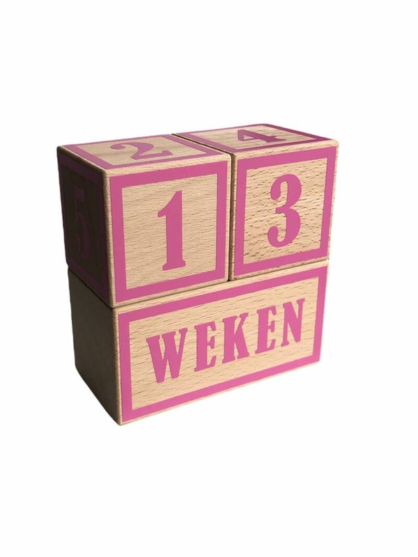 Houten mijlpaalblokken hot pink