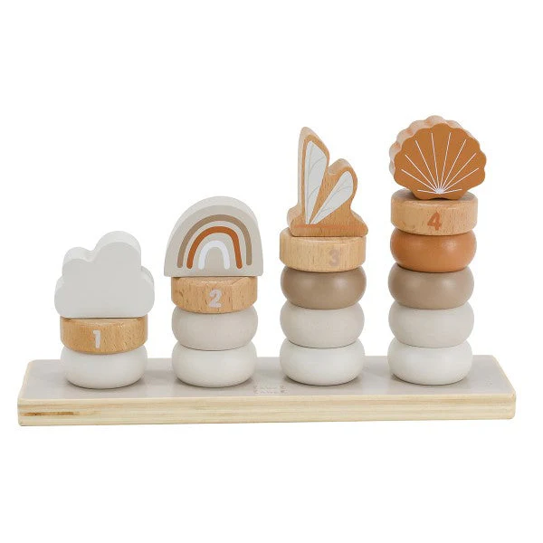 Label Label houten stapelringen met naam nougat