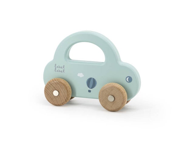 Label Label houten auto met naam groen