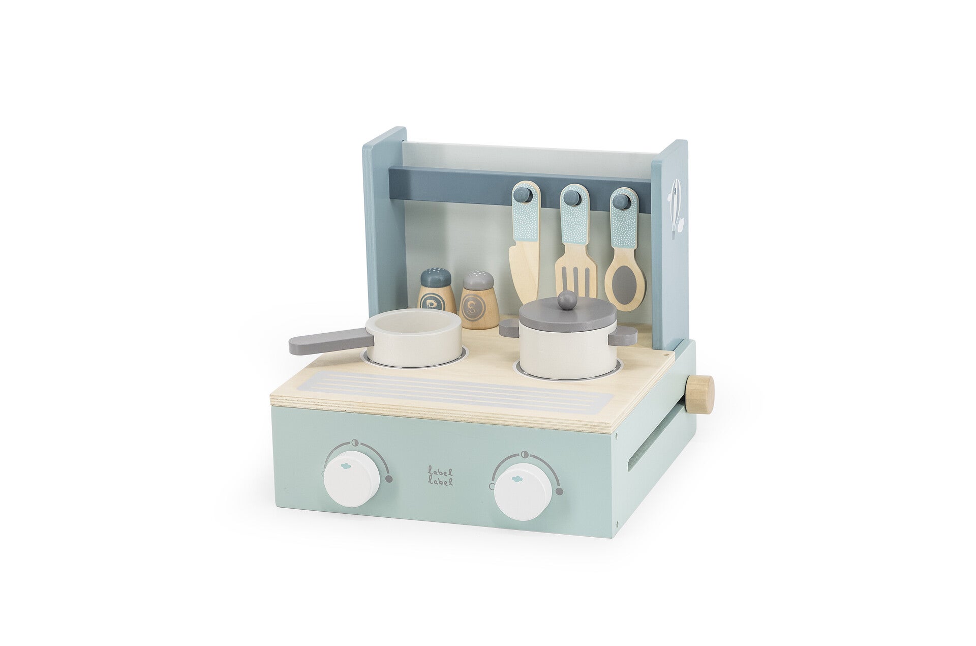 Label Label houten vouwbaar fornuis met naam groen