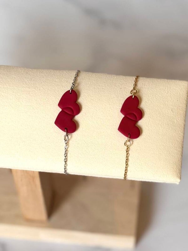 Armbandje hartjes rood
