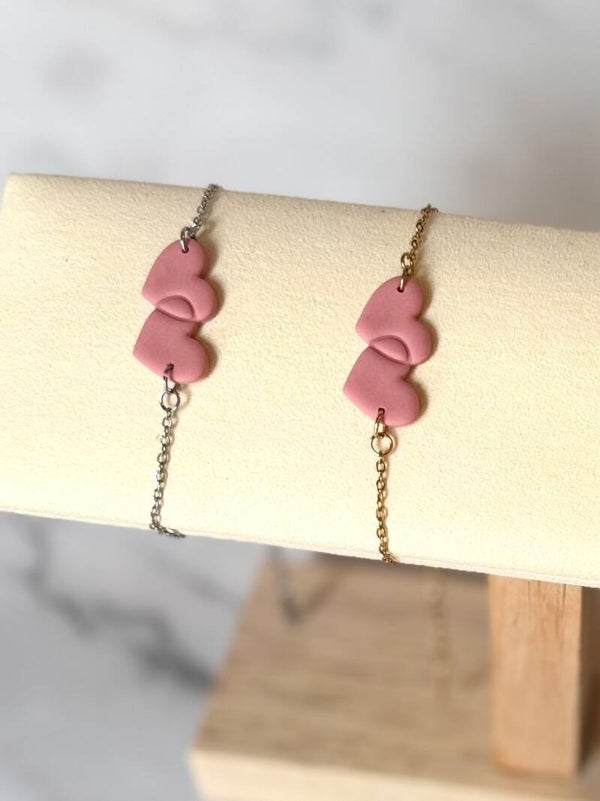 Armbandje hartjes roze