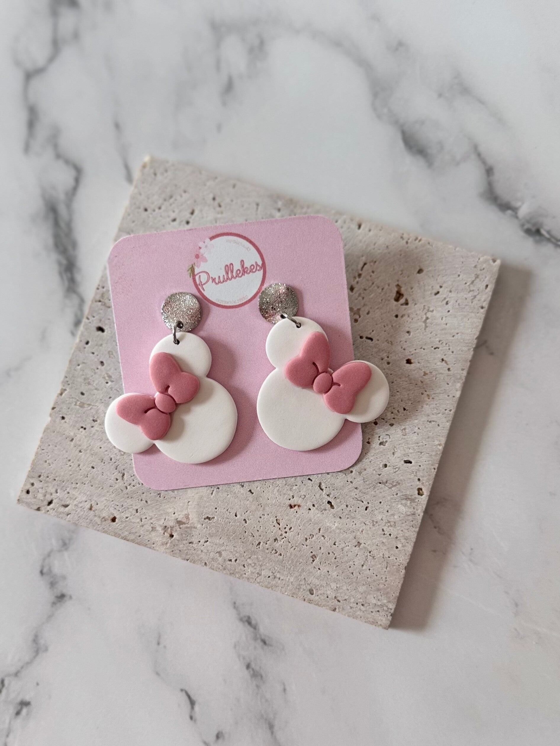 Minnie mouse wit + strik roze