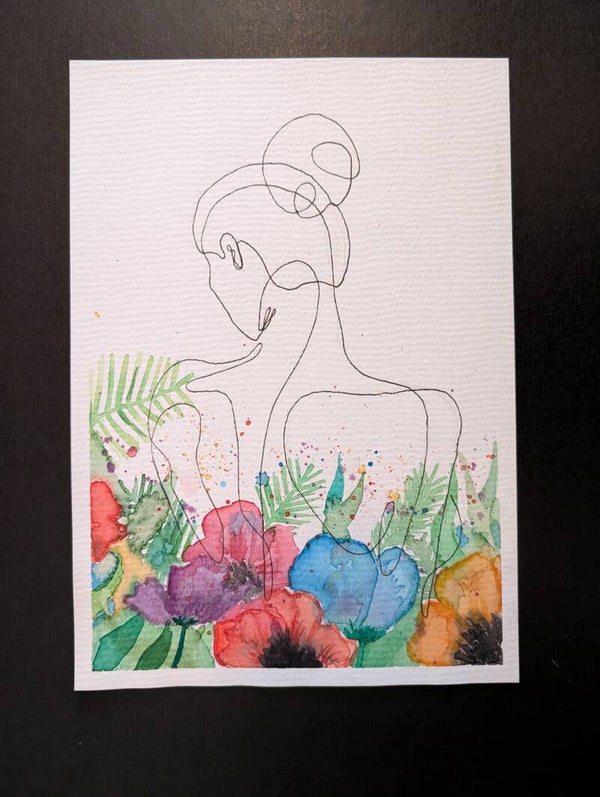 "One line mit Blumen"