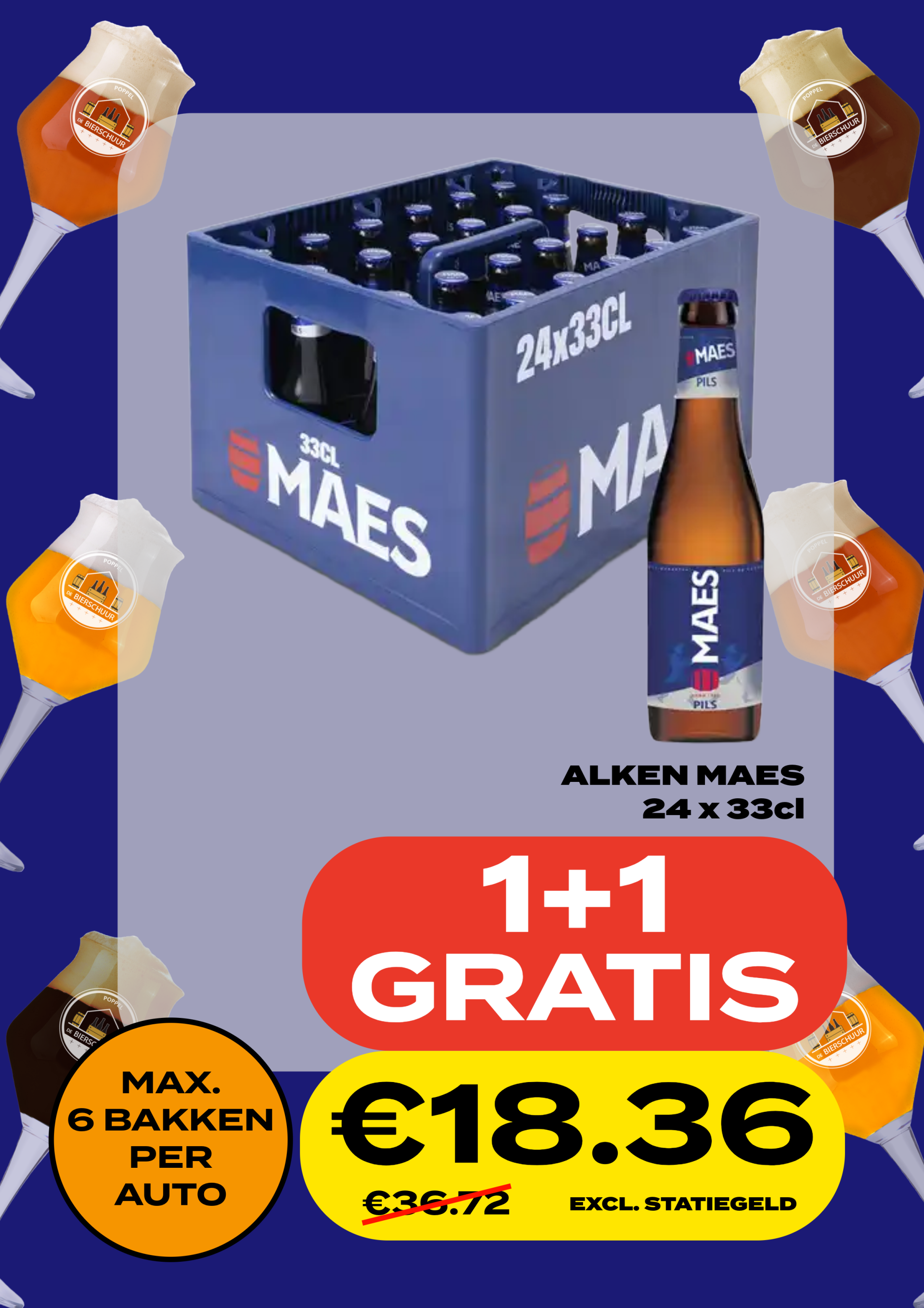 1+1 GRATIS Alken Maes Pils 24/33cl