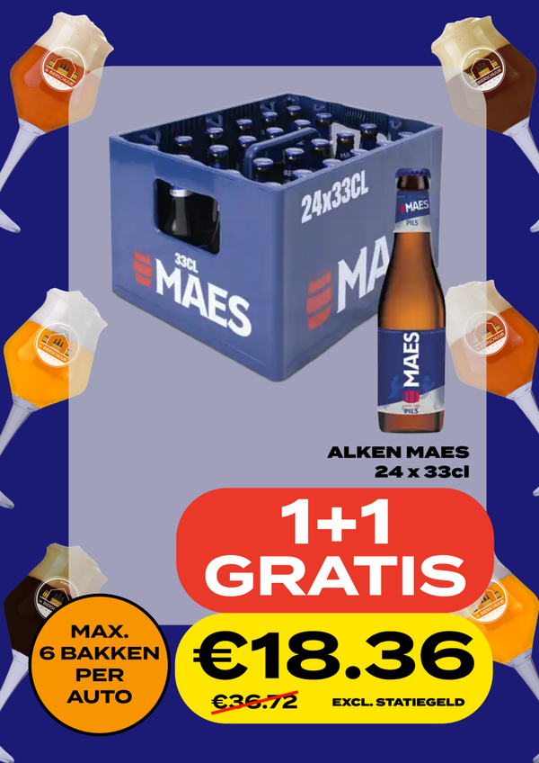 1+1 GRATIS Alken Maes Pils 24/33cl