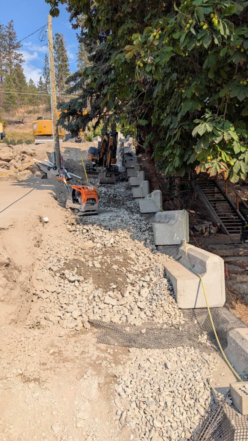 Retaining-wall construction on a steep site (work in progress)