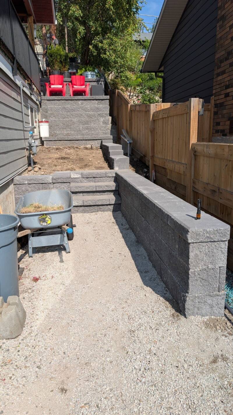 Side-yard steps and walls (work in progress)