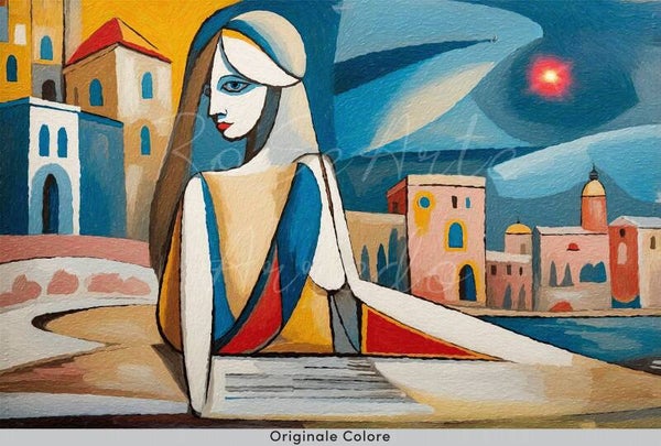 "La Donna e la Città" 77X50 cm.