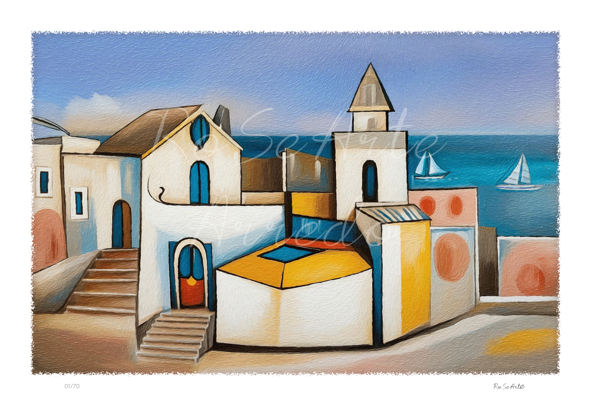 "Mare e Geometrie" 77X50 cm.